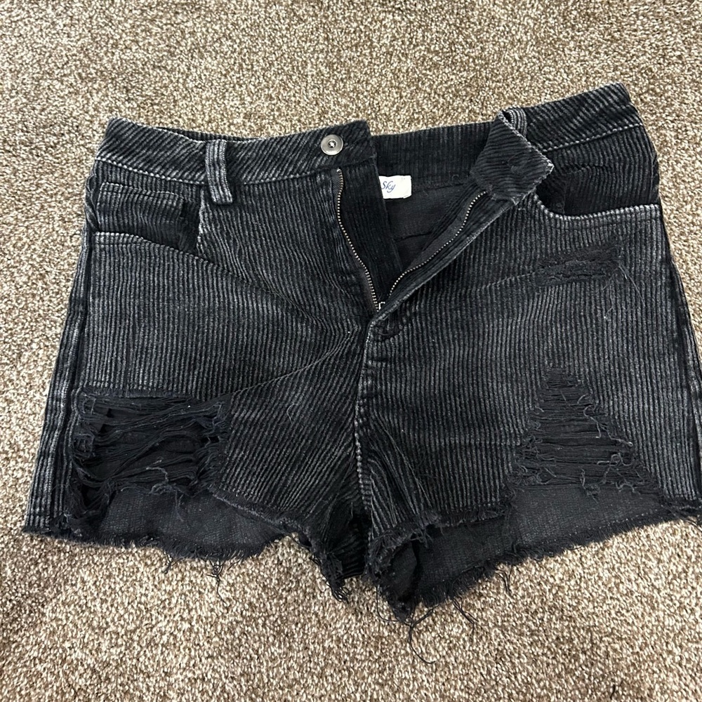 Black corduroy shorts